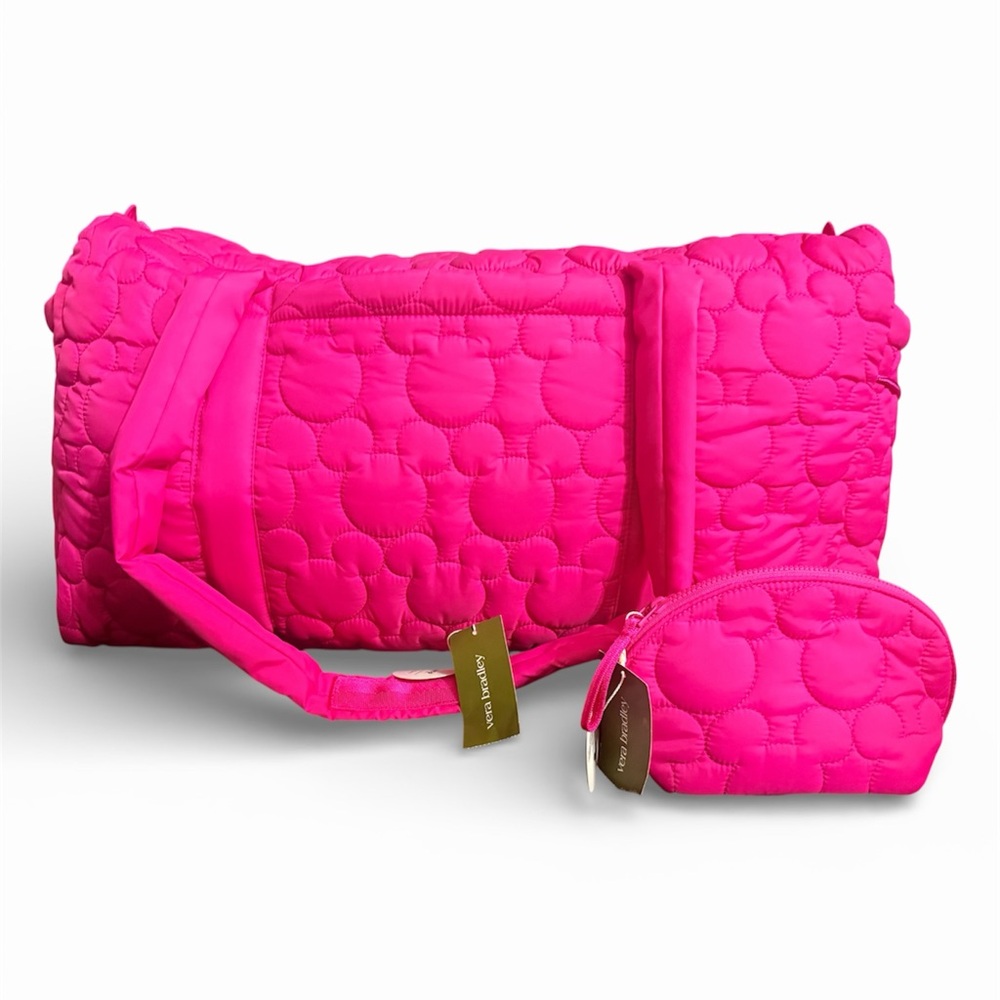 NWT Disney x Vera Bradley Pink Large Duffel + Mini Cosmetic bag bundle